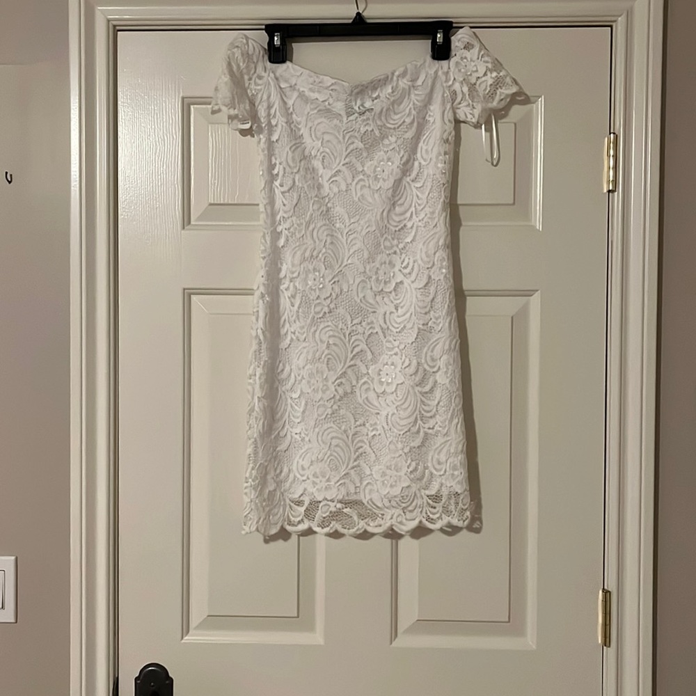 White lace mini dress